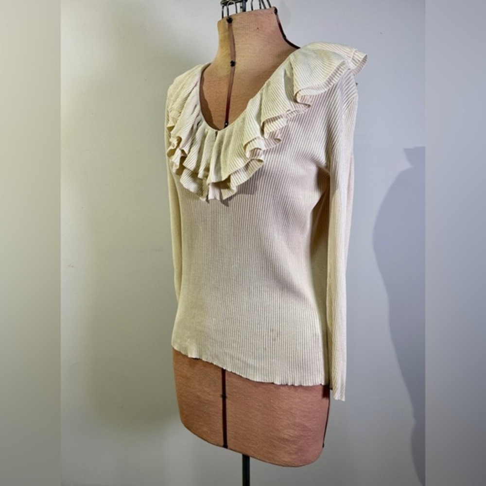 Elegant Cream Ruffled Women's Top